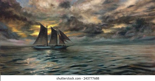 Seascape Ship Oil Painting