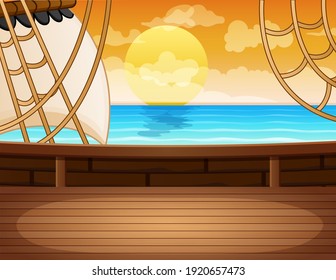 Seascape View From The Pirate Ship Wooden Deck