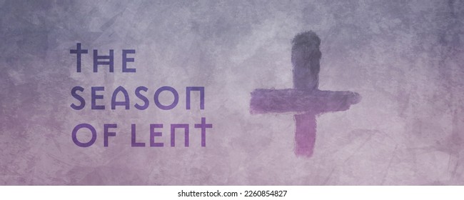 Season of Lent over purple and violet hues in aged or vintage style with ash cross.  - Powered by Shutterstock