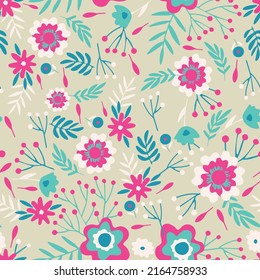 Seasonal Floral Print Seamless Design, Surface Pattern Design, Textile Print , Repeatable Design For Apparel And Accessories, Kids And Women Wear Print