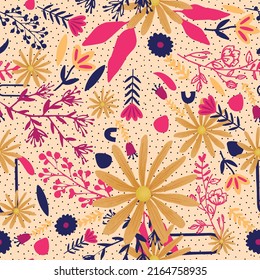 Seasonal Floral Print Seamless Design, Surface Pattern Design, Textile Print , Repeatable Design For Apparel And Accessories, Kids And Women Wear Print