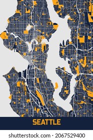 Seattle Blue Fresh City Map