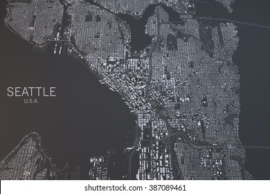 Seattle, Map, Satellite View, Washington State, United States