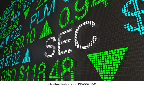 SEC Securities Exhchange Commission Stock Market Ticker 3d Illustration