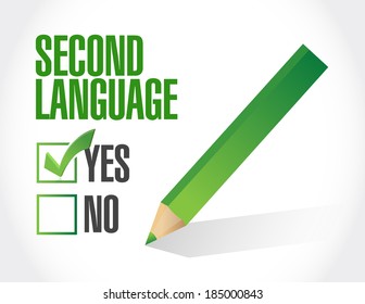 Second Language Check Mark Illustration Design Over A White Background