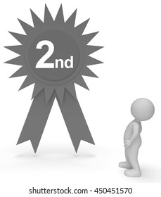 Second Place Rosette Showing Runner Up And Celebration 3d Rendering