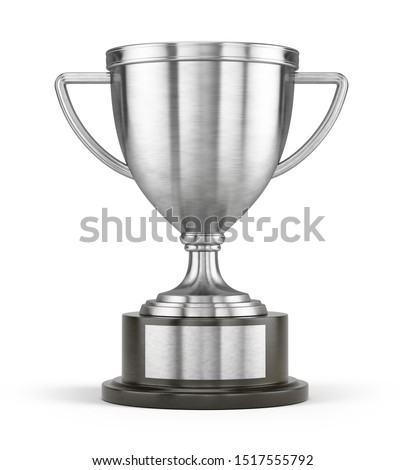 Second place silver trophy cup isolated on white background. 3d rendering