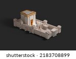 Second Temple built by Herod, in the time of Jesus, New Testament Bible imagery religious concept. 3d rendering illustration. Jewish tradition ancient sanctuary.