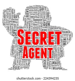 Secret agent word cloud shape concept