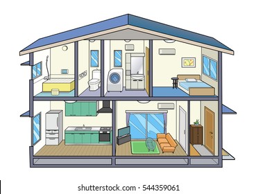 Sectional view of house