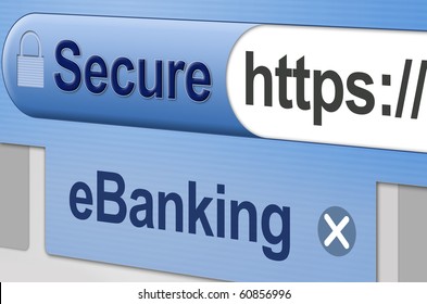 Secure web site connection for online banking, internet based, electronic  transactions. Browser address bar showing green secure SSL connection on a web browser with an active tab showing 
