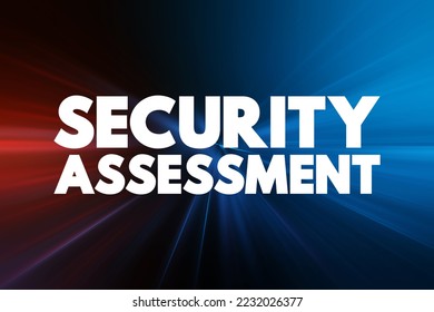 Security Assessment - explicit study to locate IT security vulnerabilities and risks, text concept background