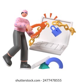 Security Break Empty State 3D Illustration