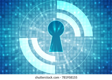 Security concept: Key Hole on digital screen, Cyber Security Concept. 3d render
