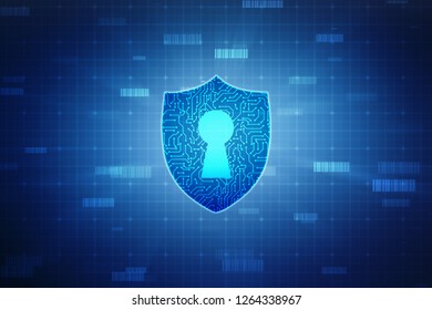 Security concept: Lock on digital screen, Cyber Security Concept. 3d render