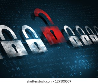 Security concept: Lock on digital screen, illustration