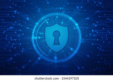 Security concept, Lock on digital screen, Cyber Security Concept. Modern Security background
