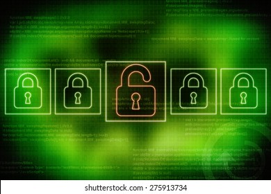 Security concept: Lock on digital screen, contrast, 3d render