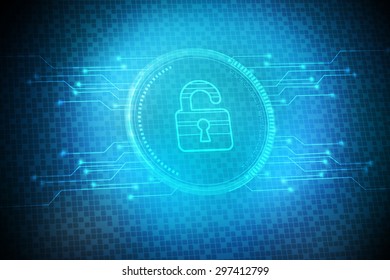 Security concept: Lock on digital screen, contrast, 3d render