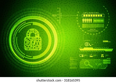 Security concept: Lock on digital screen, contrast, 3d render
