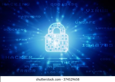Security concept: Lock on digital screen, contrast