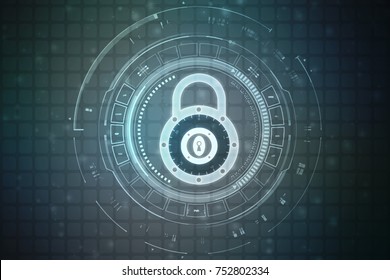 Security concept: Lock on digital screen, Cyber Security Concept. 3d render
