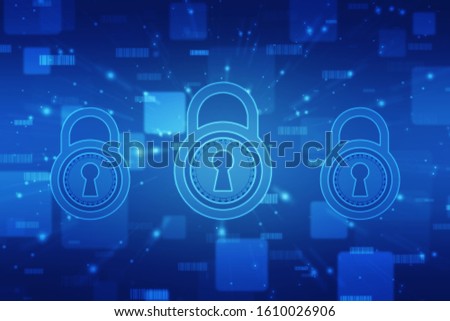 Security concept, Lock on digital screen, Cyber Security Concept, Internet Security Background