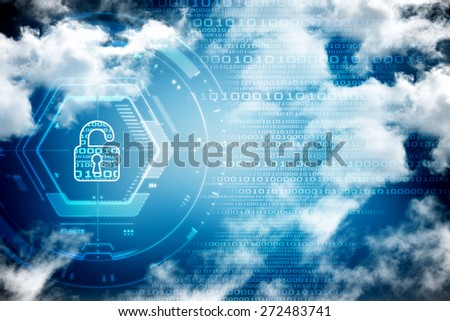 Security concept: Lock on digital screen, contrast, 3d render