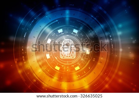 Security concept: Lock on digital screen, contrast, 3d render