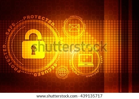 Security concept: Lock on digital screen, contrast, 3d render