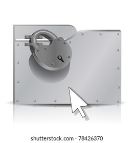 Security concept: locked  metal folder, mesh, gradient, transparency.