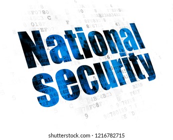 Security Concept: Pixelated Blue Text National Security On Digital Background