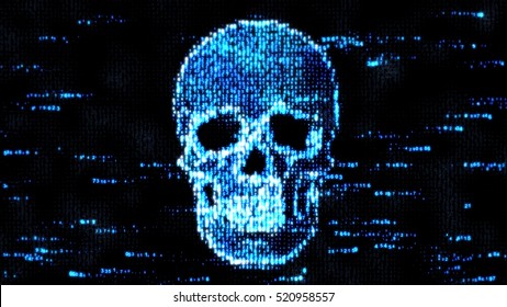 Security Concept. Skull of binary code. Piracy on the Internet