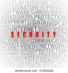 security info in word collage on white background