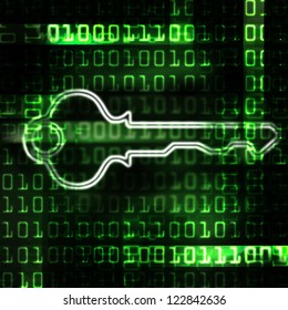 security key and binary code abstract illustration