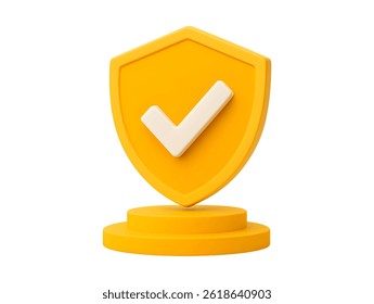 Escudo de la protección de la seguridad con el icono verde de la marca de verificación 3D que representa la Aprobación y la seguridad aislados en el fondo blanco.