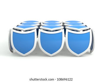 Security shield. 3D model isolated on white background