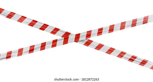 Security tape with red stripes on a white background. 3d render.