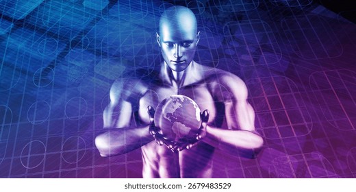 Security Technology with Optical Scan as a Concept 3D Render