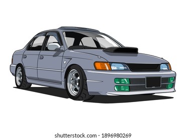 Sedan Car 4 Door Stock Illustration Cartoon