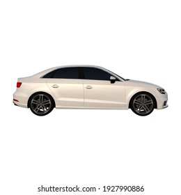 Sedan Car City Tourism Transport 1- Lateral Side View White Background Alpha Png 3D Rendering Ilustracion 3D