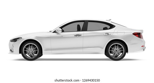 Sedan Car Isolated (side View). 3D Rendering