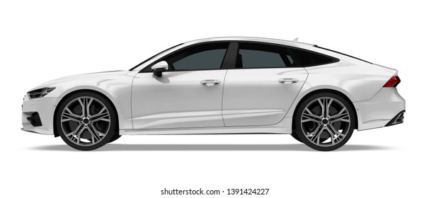 Sedan Car Isolated (side View). 3D Rendering