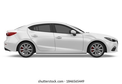 Sedan Car Isolated (side View). 3D Rendering