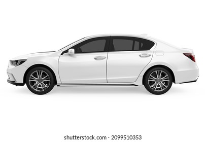 Sedan Car Isolated (side view). 3D rendering - Shutterstock ID 2099510353