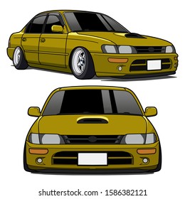 Sedan Japanese Racing Car Cartoon