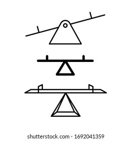 Seesaw Balance Icons. Three See Saw Line Style Illustrations.