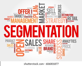 Segmentation word cloud collage, business concept background