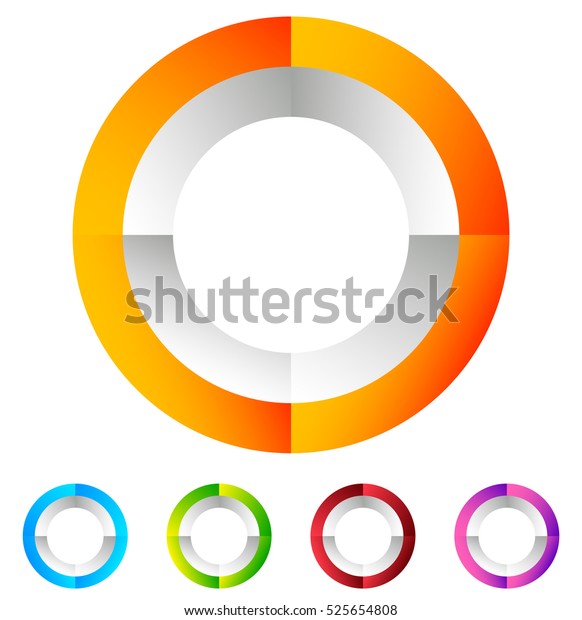 Segmented circle generic abstract icon, circular\
geometric logo in 4\
colors.