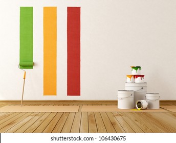 Select Color Swatch To Paint Wall - Rendering
